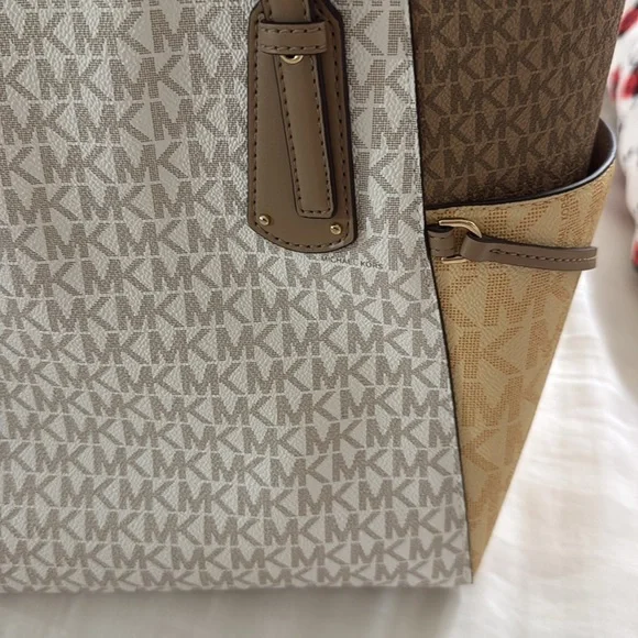 Michael Kors Brown and Cream Monogram Tote - Picture 2 of 6